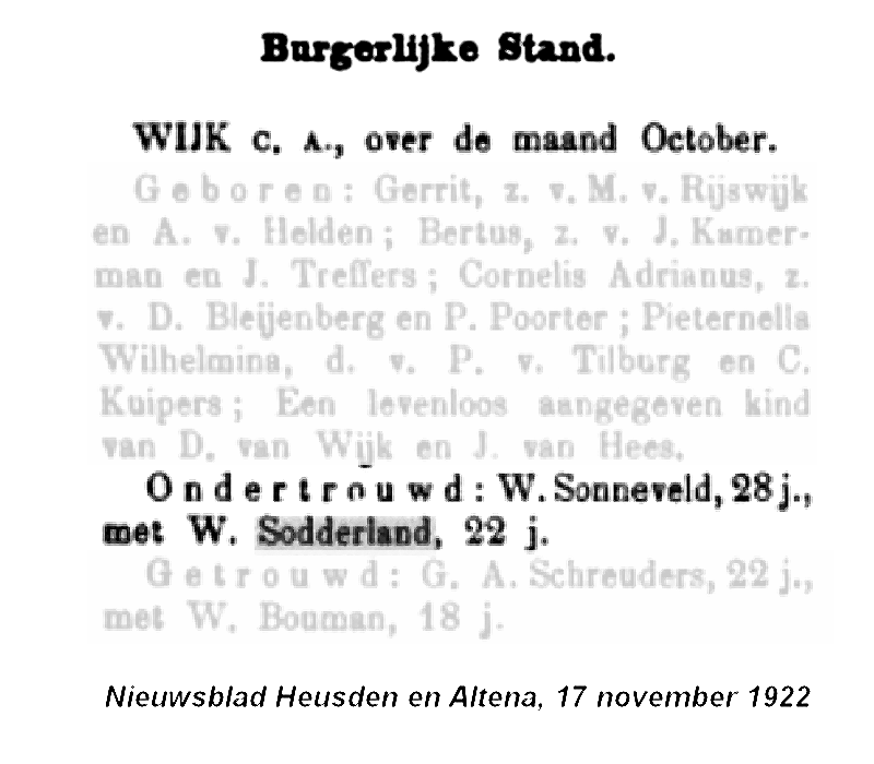 1922 BS ondtr/huw ber W Sonneveld - W Sodderland